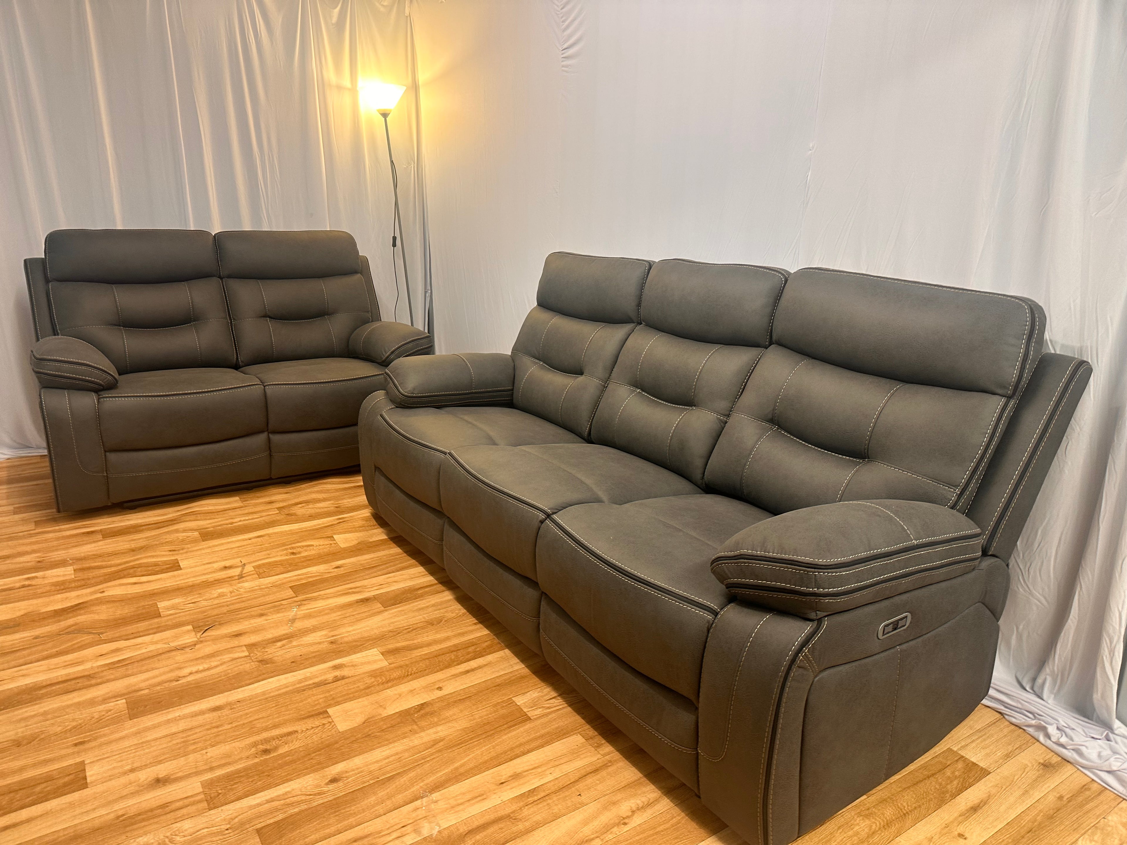 (IN STOCK) Westbrook 3+2 Electric Recliner Set - Grey