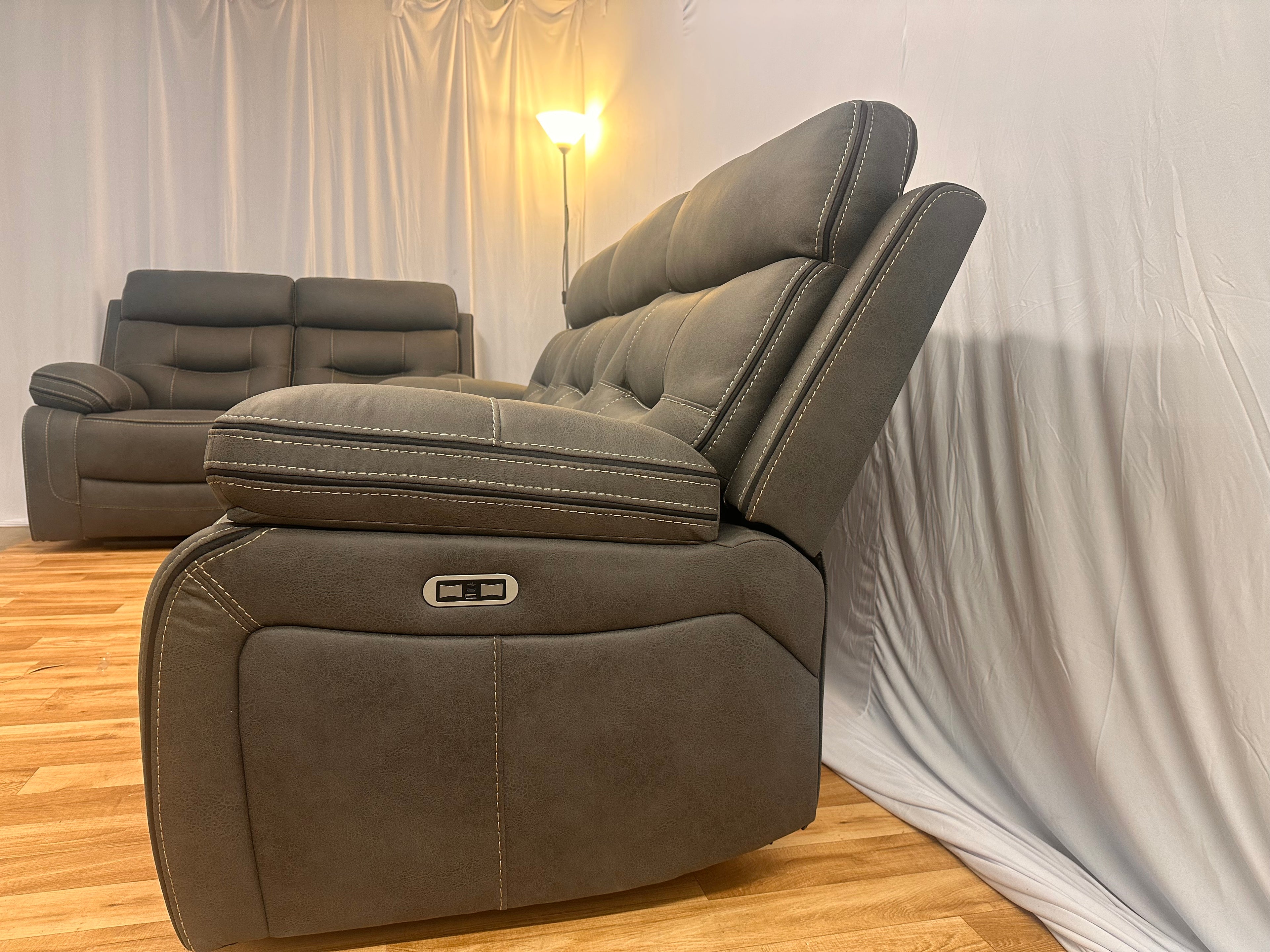 (IN STOCK) Westbrook 3+2 Electric Recliner Set - Grey